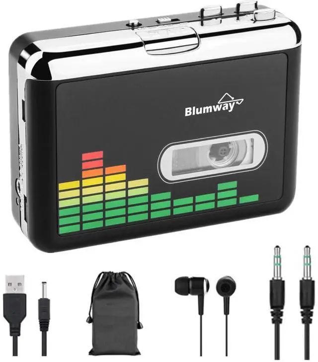 Main image of USB Cassette to MP3 Converter, Cassette Tape Player, No PC Needed | Plug & Play, USB/Battery Power, Portable Walkman Type, Auto-Reverse, Volume Control, Tape to Digital Converter with Earphone