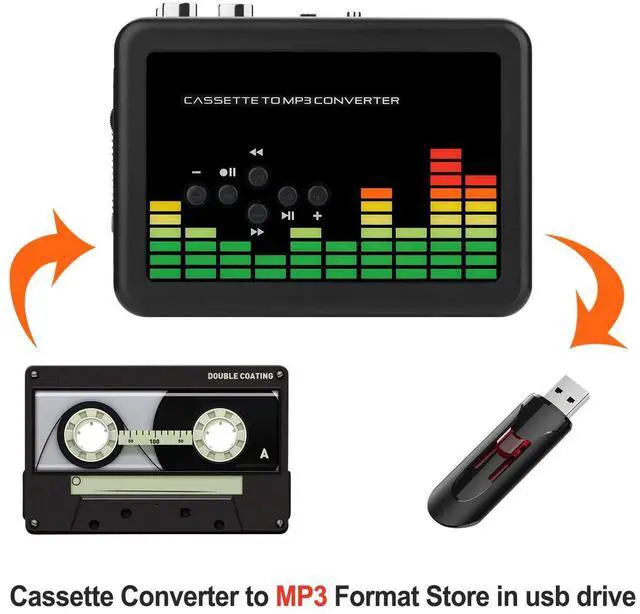 Alt view image 3 of 6 - USB Cassette to MP3 Converter, Cassette Tape Player, No PC Needed | Plug & Play, USB/Battery Power, Portable Walkman Type, Auto-Reverse, Volume Control, Tape to Digital Converter with Earphone