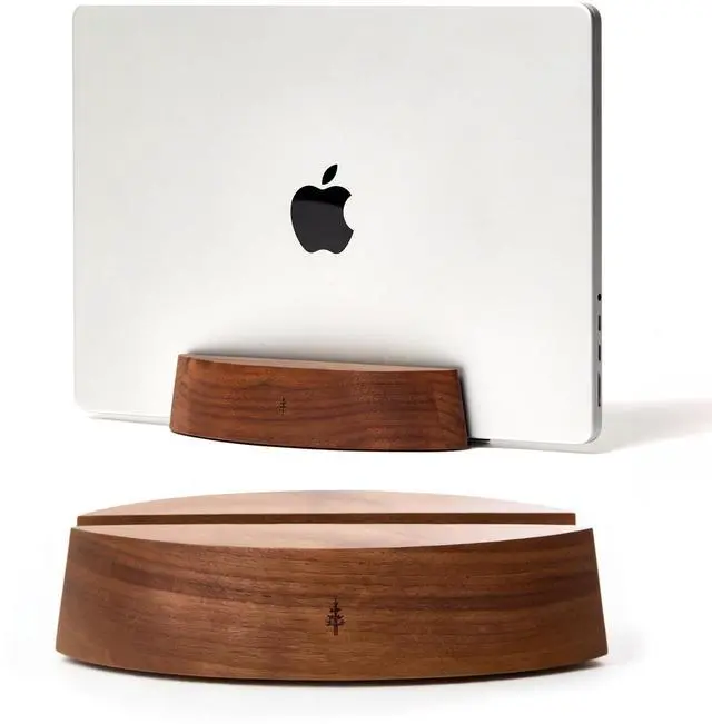 Main image of Nordik Vertical Laptop Stand - Adjustable Solid Walnut Laptop Dock | Premium Laptop Holder with Adjustable Base and Walnut Finish, Non-Slip Wood Stand for Macbook, IPads, Tablets for Workspace