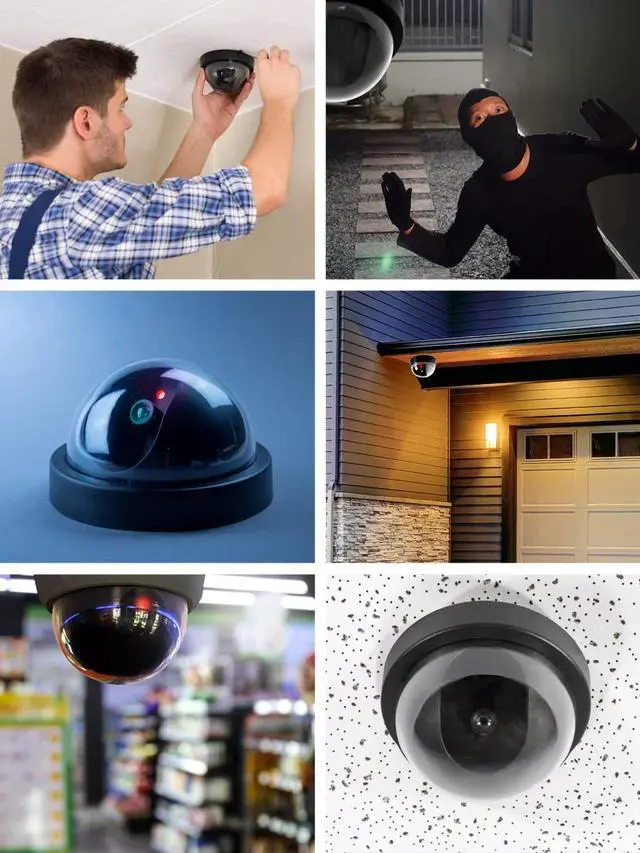 Alt view image 4 of 5 - Fake CCTV Dummy Security Cameras with LED Light, 6 Pack | Wireless, Easy to Install, with Mounting Kit, Simulated Surveillance, for Indoor, Outdoor, Trees, Weather Resistant