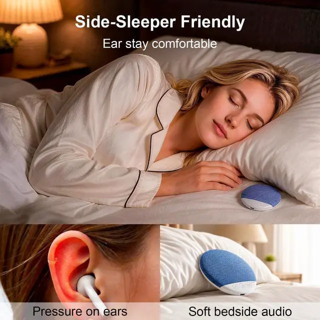 Alt view image 4 of 6 - Under Pillow Sleep Speaker, Bluetooth 5.4 Pillow Speaker with Built-in White Noise, Ultra-Thin Fabric Covered Wireless Sleep Speaker with Auto-Off Timer,Personal Sound Bar for Side Sleepers