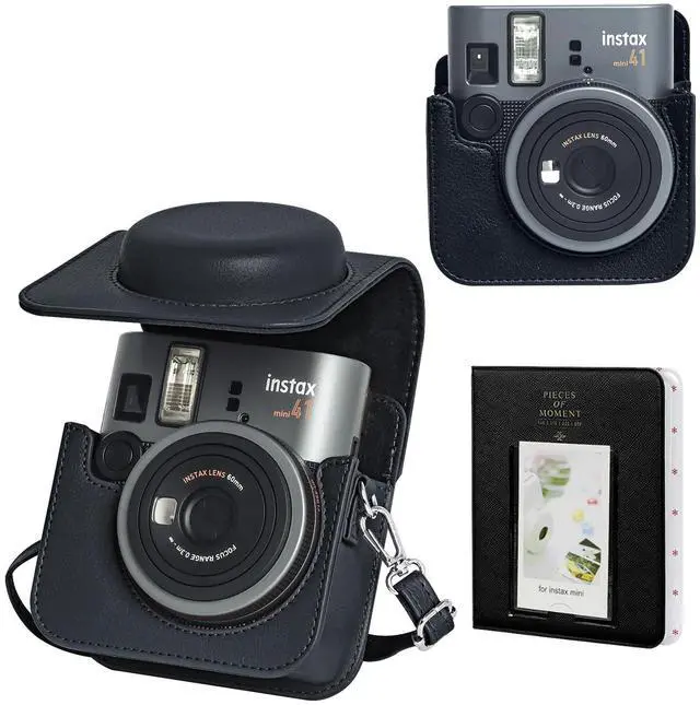 Main image of Mini 41 Case for Fujifilm Instax Mini 41 Instant Camera, Black | Retro PU Leather Mini 41 Instant Film Camera Case, Camera Case with 64 Mini Photo Album, Shoulder Camera Strap, No Camera