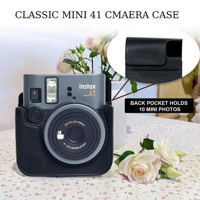 Alt view image 5 of 6 - Mini 41 Case for Fujifilm Instax Mini 41 Instant Camera, Black | Retro PU Leather Mini 41 Instant Film Camera Case, Camera Case with 64 Mini Photo Album, Shoulder Camera Strap, No Camera