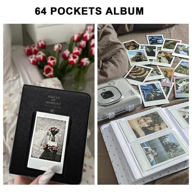 Alt view image 6 of 6 - Mini 41 Case for Fujifilm Instax Mini 41 Instant Camera, Black | Retro PU Leather Mini 41 Instant Film Camera Case, Camera Case with 64 Mini Photo Album, Shoulder Camera Strap, No Camera