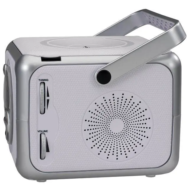 Alt view image 2 of 5 - CD-555 White/Silver CD Bluetooth Boombox Portable Bluetooth Music System with CD Player +CD-R/RW & FM Radio with Aux-in & Headphone Jack Line-in (CD555)