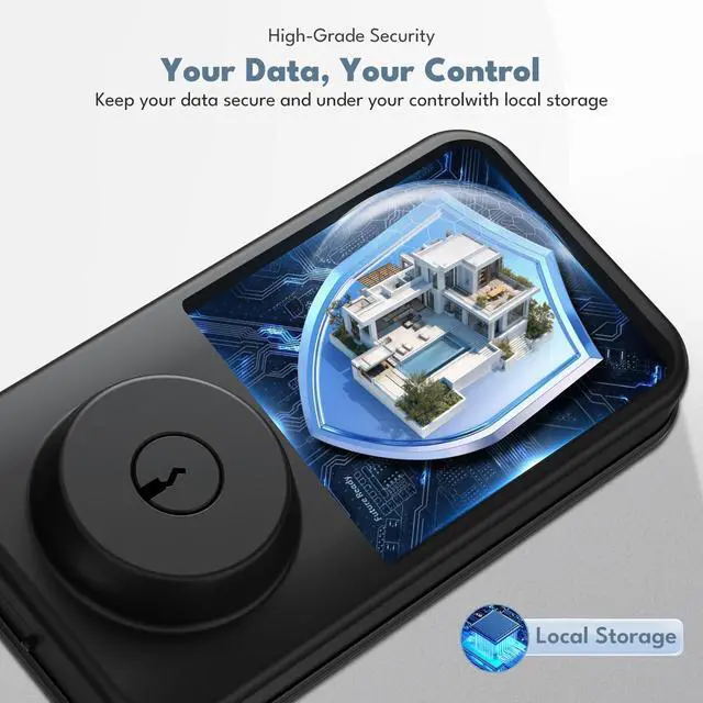 Alt view image 4 of 6 - Keyless Entry Door Lock with Keypad Fingerprint Door Knob with Password/Key | Smart Deadbolt Lock for Front Door/Bedroom/Hotel/Apartment/Office-Easy Installation