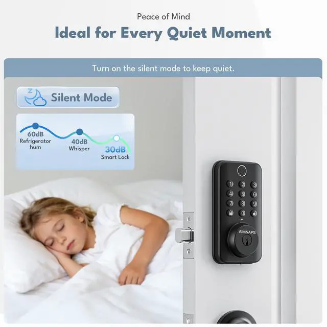 Alt view image 5 of 6 - Keyless Entry Door Lock with Keypad Fingerprint Door Knob with Password/Key | Smart Deadbolt Lock for Front Door/Bedroom/Hotel/Apartment/Office-Easy Installation