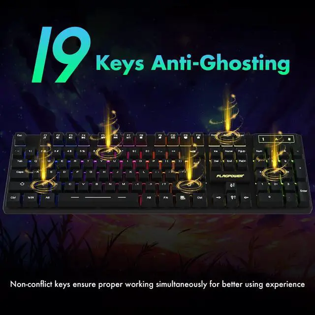 Alt view image 4 of 6 - Gaming Keyboard and Mouse Combo, Wired Full Size Keyboard Mouse | RGB Backlit Mechanical Feeling Keyboard, Adjustable DPI and 4 Colors Breathing Mouse for PC Laptop Computer Game and Work