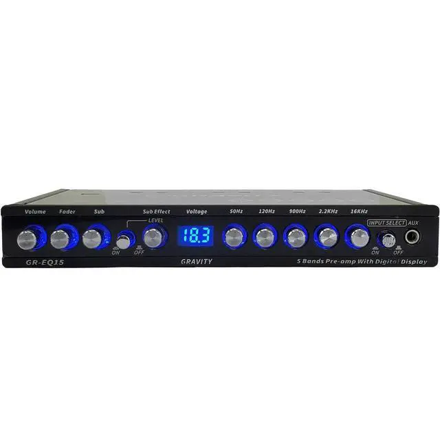Alt view image 3 of 6 - EQ15 1/2 Din Five Equalization Bands Car Audio Equalizer EQ Front, Rear +Master Volume Control with up to 9 Volts RMS of Output/Three Stereo RCA Output