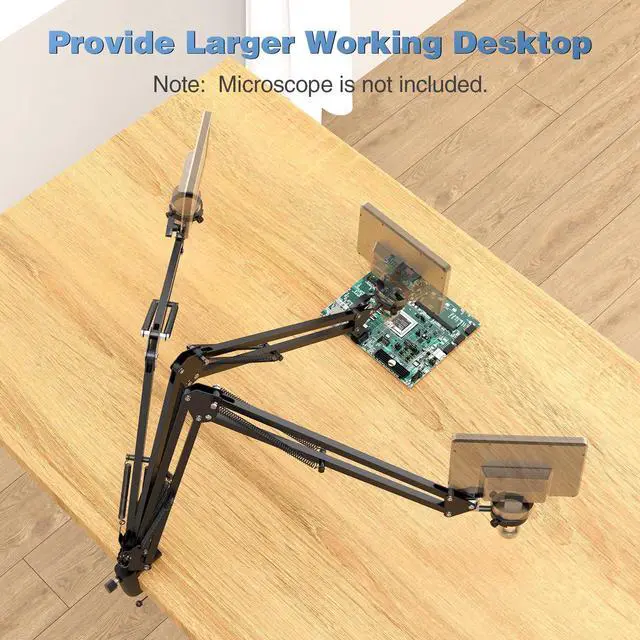 Alt view image 2 of 6 - Microscope Arm Stand,Adjustable Metal Bracket with Clamp and Grommet Base,Coin Microscope Mount ,Compatible with Model DM4 DM9 MS1 MS3& Most 4.3'',7'' Digital Microscopes (1.37inch(for DM9-H)) | Compa
