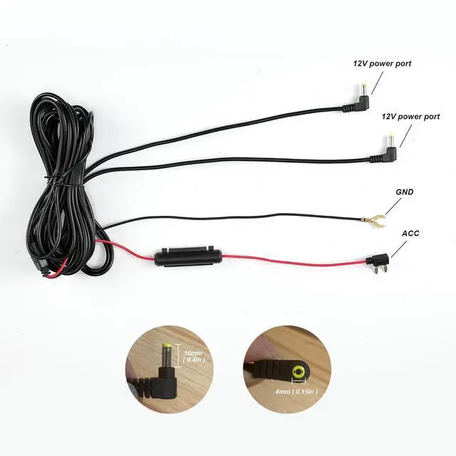 Alt view image 2 of 2 - Car TV Headrest Monitor Hardwired Kit Battery Fuse Power Cable (2 Ports)