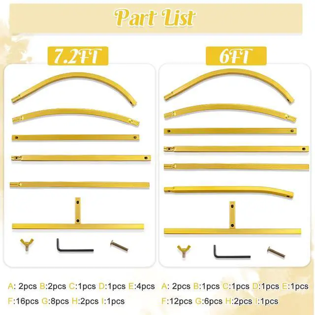 Alt view image 5 of 6 - Gold Metal Arch Backdrop Stand 2 Set 7.2FT, 6FT Wedding Arch Stand Arched Door Frame for Birthday Party Baby Shower Ceremony Indoor Outdoor Celebration Decor (7.2FT, 6FT)