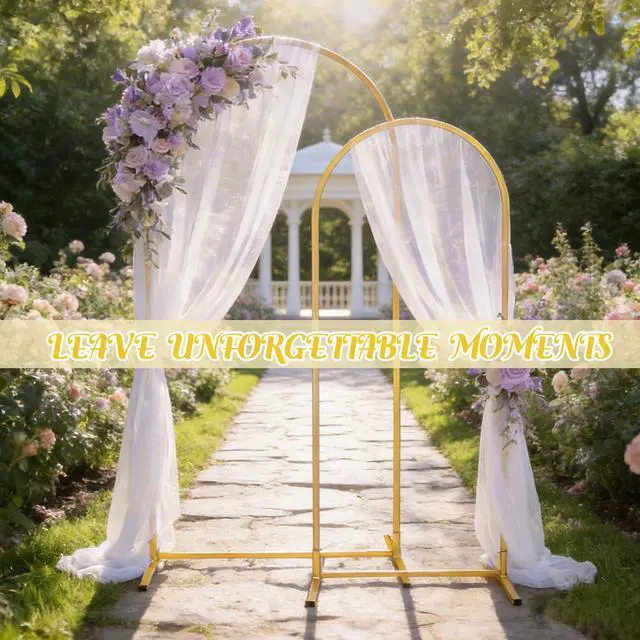 Alt view image 6 of 6 - Gold Metal Arch Backdrop Stand 2 Set 7.2FT, 6FT Wedding Arch Stand Arched Door Frame for Birthday Party Baby Shower Ceremony Indoor Outdoor Celebration Decor (7.2FT, 6FT)