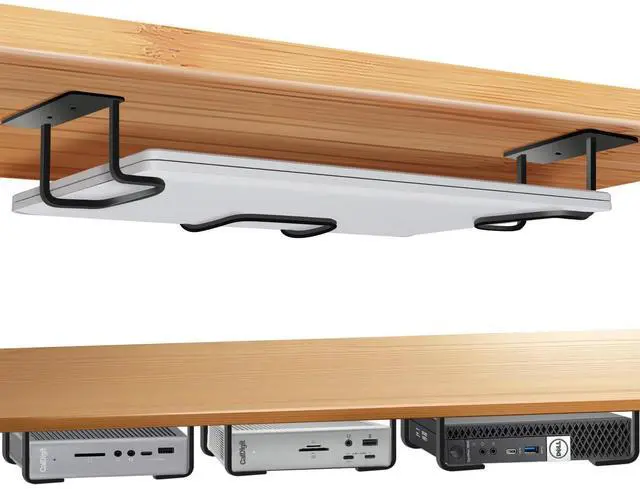 Main image of Under Desk Laptop Mount, Laptop Under Desk Mount 2.7 inches Tall Effective Space, Aluminum Under Desk Laptop Holder Dock Station for Laptop MacBook Dell OptiPlex PS4 Dell WD19 Mac mini M4 Dock & More
