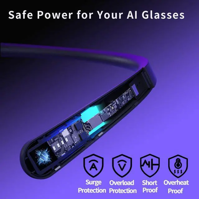 Alt view image 3 of 6 - Battery Pack for AI Smart Glasses - Compatible with Rayneo X3 Pro | Ultra-Light Hanging Neckband Power Bank, Universal USB-C Backup Energy Supply