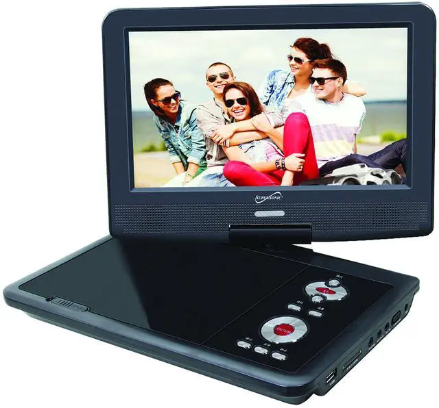 Main image of SC-259A 9-inch DVD Player LCD Swivel Display with TV Tuner, USB/SD Inputs, Rechargeable Battery, 270° Swivel, On-Screen Display, Jack, Auto Channel Programming, Stereo Speakers