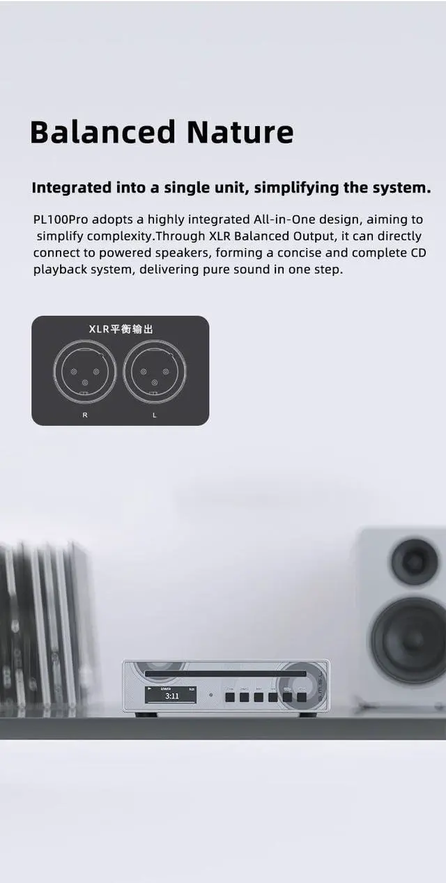 Alt view image 6 of 6 - SMSL PL100 PRO Multi-Function CD Player 2X CS43131 High-End DAC Chips Supports Lossless MQA Playback with Remote Control (Silver)