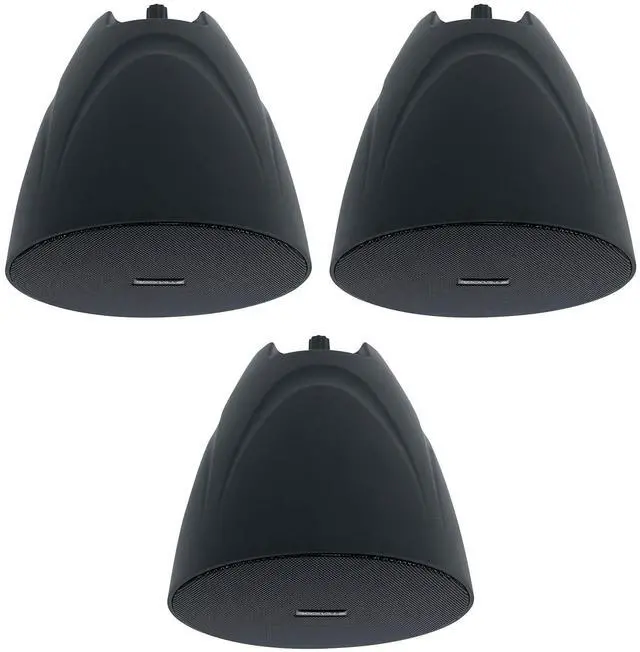 Main image of PEN-525T Black 5.25" 70V Hanging Pendant Speaker, 3-Pack | 70V/100V Transformer Taps: 40W, 20W, 10W, 5W or 8 Ohm 60W RMS, Euroblock Terminals, Deep Bass, for Restaurants