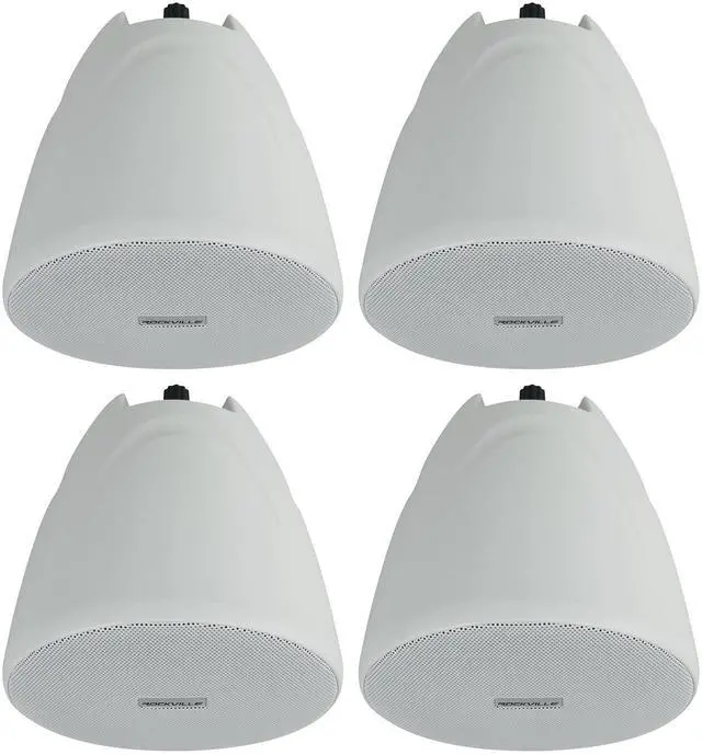 Main image of PEN-40T White 4" 70V Pendant Speaker, 4-Pack | 70V/100V Transformer Taps: 40W, 20W, 10W, 5W or 8 Ohm 60W RMS, Euroblock Terminals, Deep Bass, for Restaurants