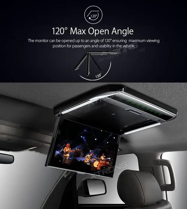 Alt view image 2 of 6 - ® 12.1 Inch 1080P Video Car Overhead Player Roof Mounted Monitor HDMI Port with White New Version IR Headphones (No DVD)