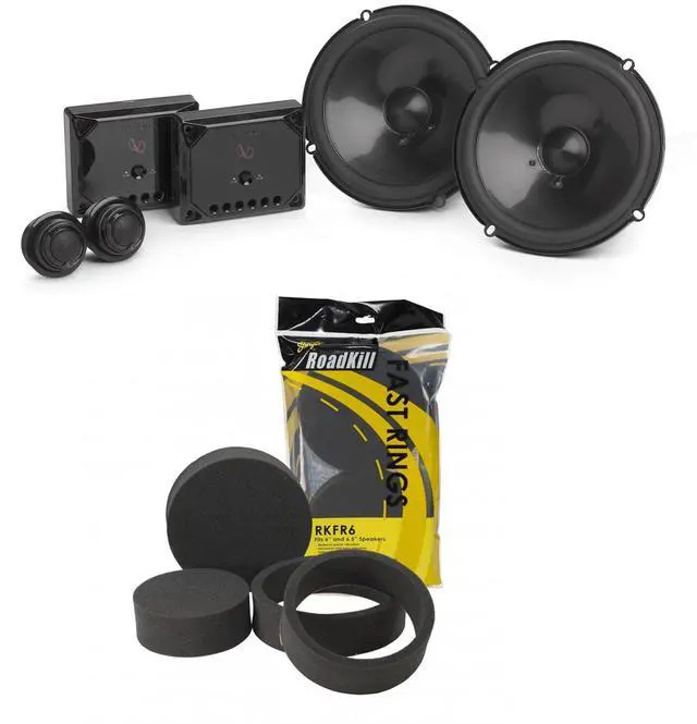 Main image of REF607CF 6.5 in Component Pair with RKFR6 Fast Rings Bundle | Pair of REF607CF 6.5 in 2-way component speakers with RKFR6 Roadkill Fast Rings for 6 in and 6.5 in speakers