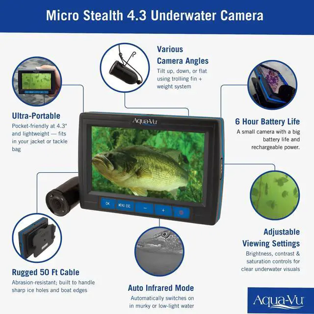 Alt view image 4 of 6 - Micro Stealth 4.3 Underwater Fishing Pocket Camera, 4.3 LCD, High Resolution Full Color Camera, Auto Infrared Lights, 50 Ft Durable Cable for Fishing and Ice Fishing