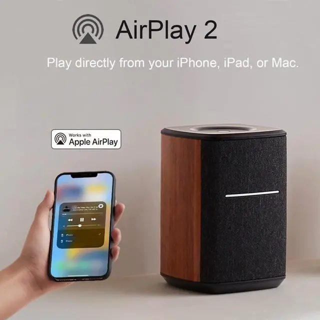 Alt view image 5 of 6 - WiFi Smart Speaker Without Microphone, Works with Alexa, Supports AirPlay 2, Spotify,Tidal Connect, 40W RMS One-Piece Wi-Fi and Bluetooth Sound System, No Mic, MS50A