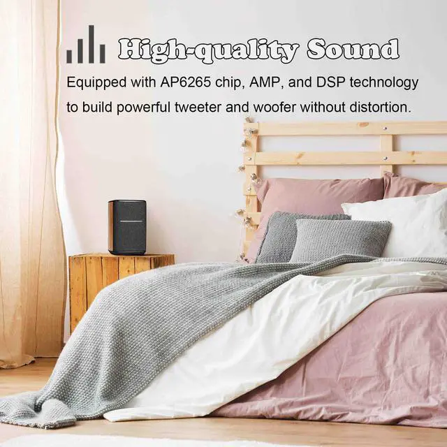 Alt view image 6 of 6 - WiFi Smart Speaker Without Microphone, Works with Alexa, Supports AirPlay 2, Spotify,Tidal Connect, 40W RMS One-Piece Wi-Fi and Bluetooth Sound System, No Mic, MS50A
