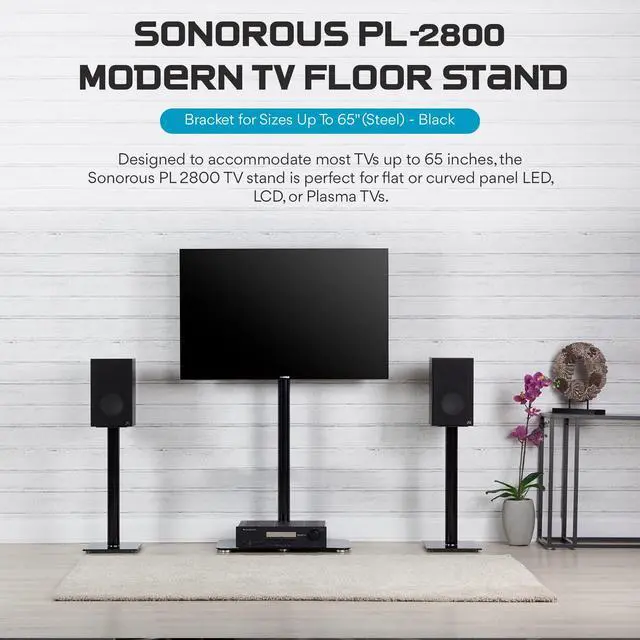 Alt view image 3 of 6 - PL-2800 Premium TV Stand for Living Room & Bedroom Modern Luxury Floor Stands with Swivel Mount & Tempered Glass Base Universal Television Stand Fits Flat Screen TVs up to 65 Inch