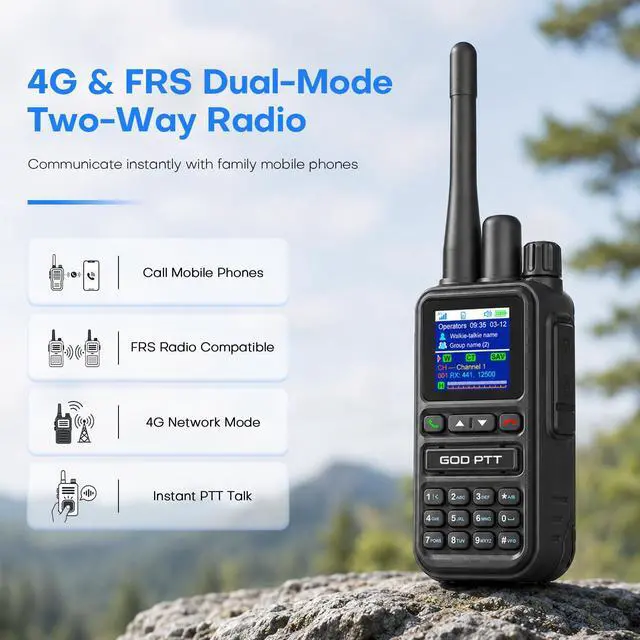 Alt view image 2 of 6 - PoC+FRS Dual Mode 4G LTE Long Range Walkie Talkies, Black, 2 Pack | Phone Calls | Programmable | FRS Compatible | Nationwide 4G | One-Touch Pairing | Relay Mode | Power Saving | Noise Reduction