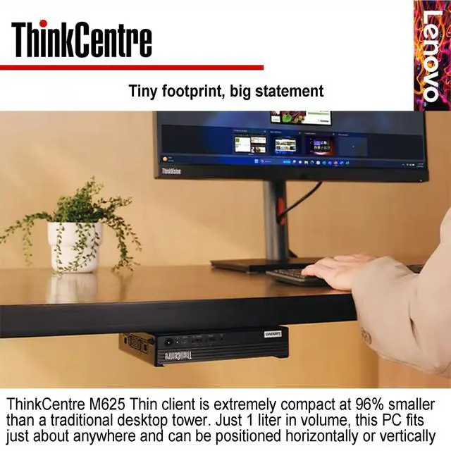 Alt view image 4 of 6 - ThinkCentre Mini Desktop w/Keyboard & Mouse, 16GB DDR4 RAM, 128GB SSD Drive, AMD Processor, Dual-Display Support, Wi-Fi, Bluetooth, USB, RJ-45, Windows 11, Business-Grade, WOWPC Recovery USB