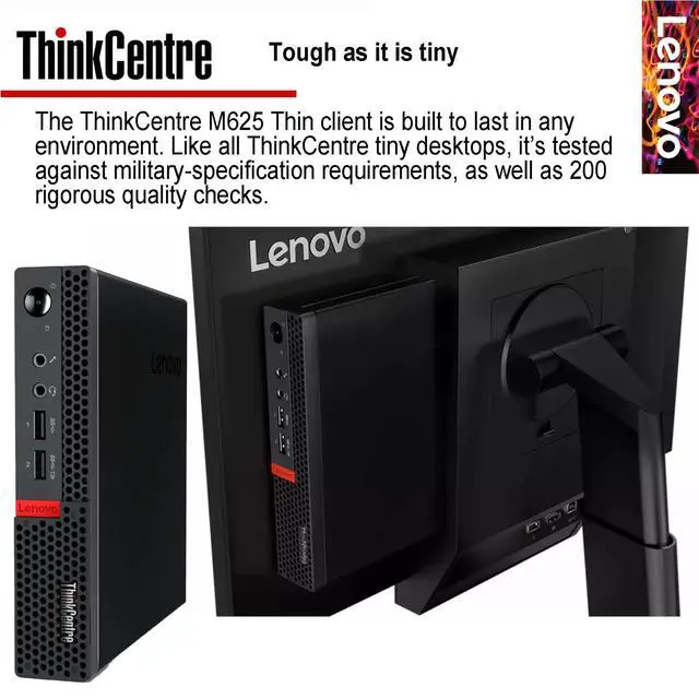 Alt view image 6 of 6 - ThinkCentre Mini Desktop w/Keyboard & Mouse, 16GB DDR4 RAM, 128GB SSD Drive, AMD Processor, Dual-Display Support, Wi-Fi, Bluetooth, USB, RJ-45, Windows 11, Business-Grade, WOWPC Recovery USB