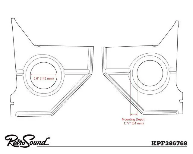 Alt view image 2 of 2 - RetroSound Kick Panels for 1967-68 Ford Mustang with KPR2 Rings & Sound Dampening