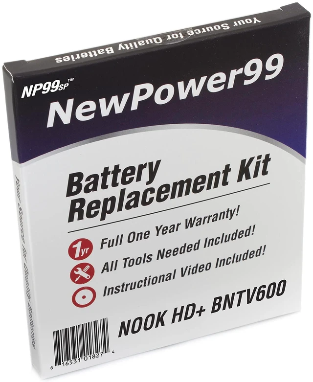 Alt view image 3 of 6 - Battery Kit for The Barnes and Noble Nook HD+ BNTV600 and BNTV600A with Free Tools, Video Instructions, and Long Life Battery from NewPower99