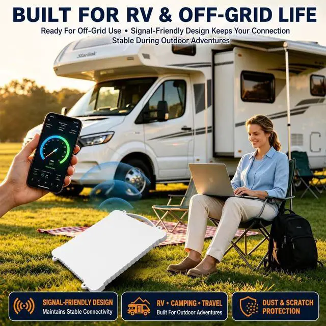Alt view image 4 of 6 - Protective Case for Starlink Mini Silicone Cover Full Wrap Outdoor RV Use | Shockproof Honeycomb Cushion, Reinforced Corners, Handle & Carabiner, Anti-Scratch & Port Dust Plug for Hiking Camping Trave