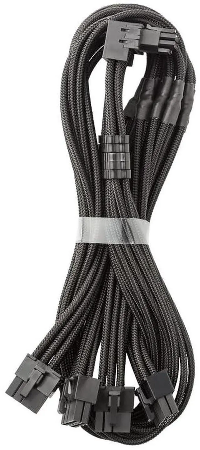 Main image of E-Series Pro ModMesh Sleeved 12VHPWR 90° StealthSense PCI-e Cable for EVGA G/G+ / P/P+ / T - Variant A (Black, 16-pin to Quad 8-pin, 60cm)