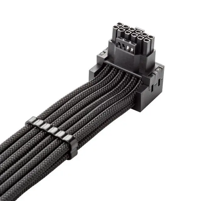 Alt view image 2 of 3 - E-Series Pro ModMesh Sleeved 12VHPWR 90° StealthSense PCI-e Cable for EVGA G/G+ / P/P+ / T - Variant A (Black, 16-pin to Quad 8-pin, 60cm)