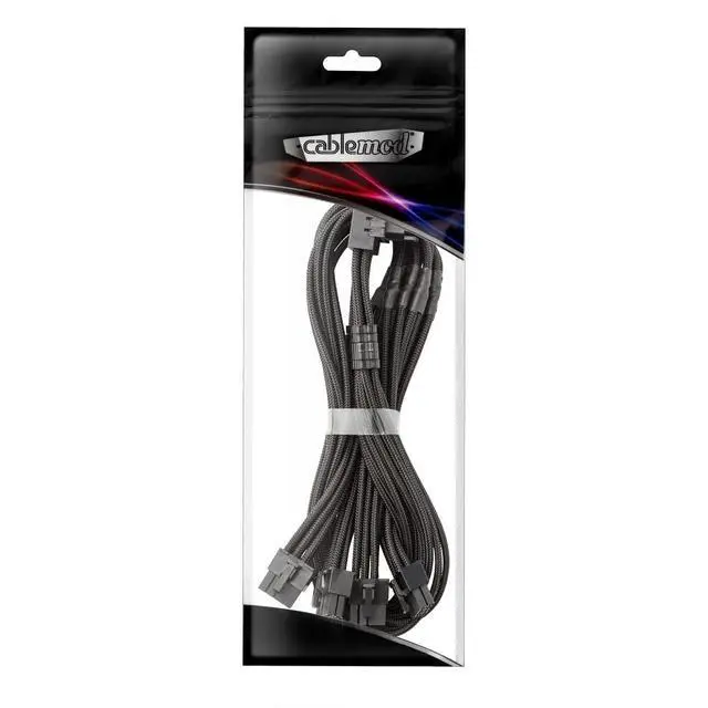 Alt view image 3 of 3 - E-Series Pro ModMesh Sleeved 12VHPWR 90° StealthSense PCI-e Cable for EVGA G/G+ / P/P+ / T - Variant A (Black, 16-pin to Quad 8-pin, 60cm)