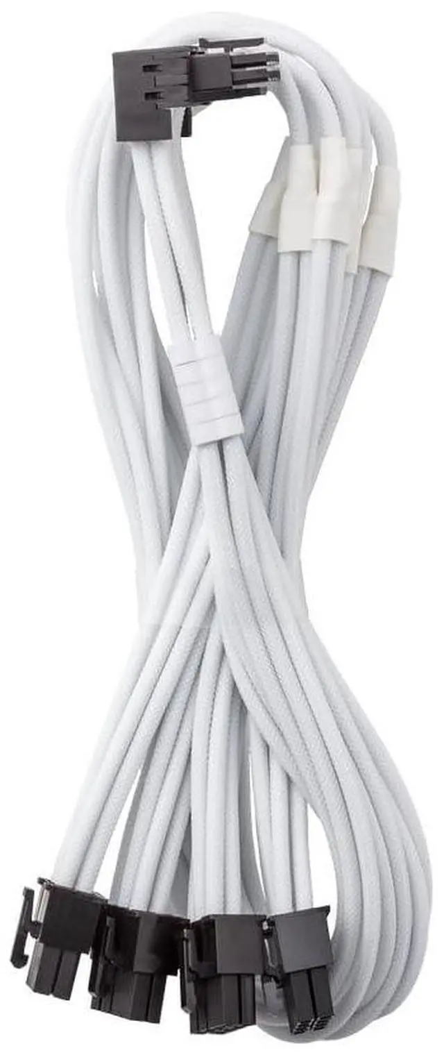 Main image of E-Series Pro ModMesh Sleeved 12VHPWR 90° StealthSense PCI-e Cable for EVGA G/G+ / P/P+ / T - Variant A (White, 16-pin to Quad 8-pin, 60cm)