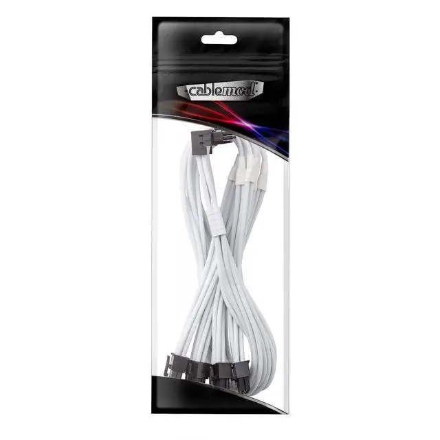 Alt view image 3 of 3 - E-Series Pro ModMesh Sleeved 12VHPWR 90° StealthSense PCI-e Cable for EVGA G/G+ / P/P+ / T - Variant A (White, 16-pin to Quad 8-pin, 60cm)