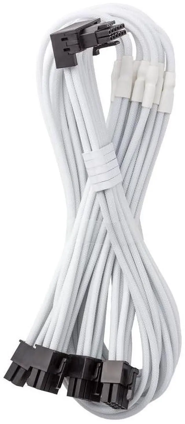 Main image of E-Series Pro ModMesh Sleeved 12VHPWR 90° StealthSense PCI-e Cable for EVGA G/G+ / P/P+ / T - Variant B (White, 16-pin to Quad 8-pin, 60cm)