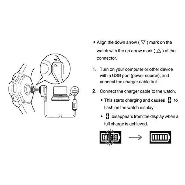 Alt view image 5 of 6 - Charger Cable for Casio G-Shock G-Squad GBD-H1000(Not GBD-H100) and GSR-H1000