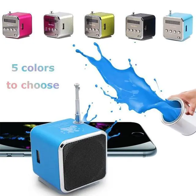 Alt view image 2 of 6 - TD-V26 Portable Mini Speaker Music Player FM Radio Battery Powered Mini Digital Display Screen Speaker Music Player for Computer&Cell Phone Support TF Card and U Disk ()