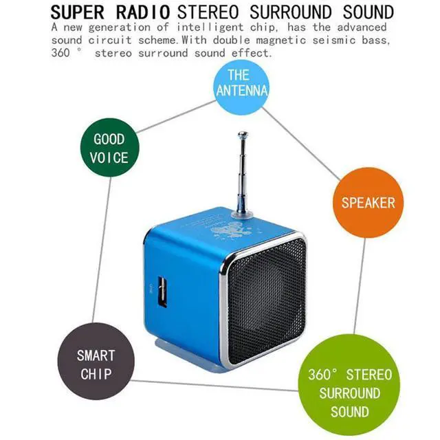 Alt view image 5 of 6 - TD-V26 Portable Mini Speaker Music Player FM Radio Battery Powered Mini Digital Display Screen Speaker Music Player for Computer&Cell Phone Support TF Card and U Disk ()