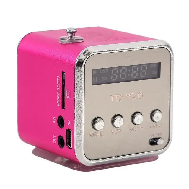 Alt view image 6 of 6 - TD-V26 Portable Mini Speaker Music Player FM Radio Battery Powered Mini Digital Display Screen Speaker Music Player for Computer&Cell Phone Support TF Card and U Disk ()