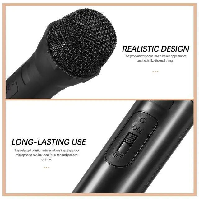 Alt view image 3 of 6 - Microphone Prop, Fake Plastic Microphone Prop, Simulate Realistic Speech Mic for Karaoke Stage Costume & Party