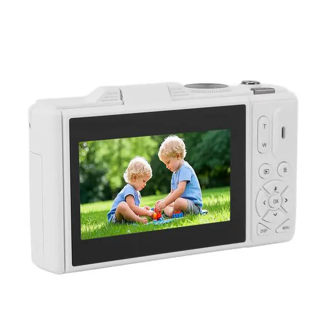 Alt view image 3 of 6 - 4K Digital Camera, 13MP Vlogging Camera, with 18X Zoom, 3 Inch Flip Screen, HD Compact Camera, for Travel Photography (White)