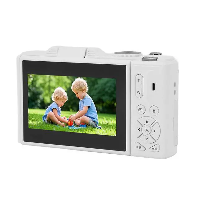 Alt view image 4 of 6 - 4K Digital Camera, 13MP Vlogging Camera, with 18X Zoom, 3 Inch Flip Screen, HD Compact Camera, for Travel Photography (White)