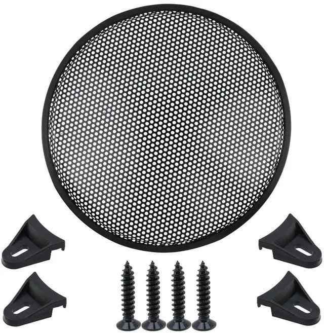 Alt view image 3 of 6 - 12" Speaker Grill Mesh Cover, Round Speaker Grill Cover, ABS Plastic Frame and Metal Mesh Subwoofer Guard Protector with Screws, 2 Pcs Black