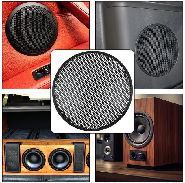 Alt view image 5 of 6 - 12" Speaker Grill Mesh Cover, Round Speaker Grill Cover, ABS Plastic Frame and Metal Mesh Subwoofer Guard Protector with Screws, 2 Pcs Black